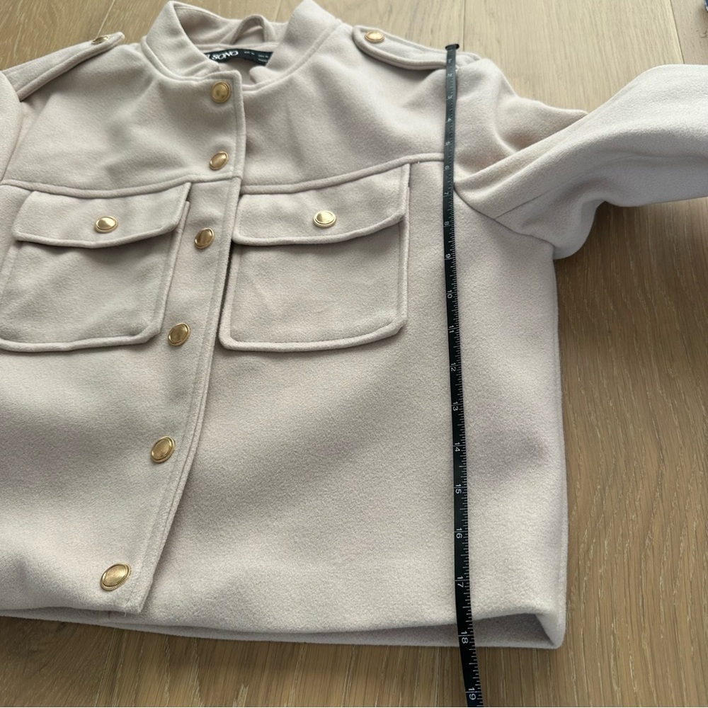 Ci Sono Tan Jacket Gold Cropped Utility Coat Outerwear Layer Cream Size Medium - Picture 9 of 10